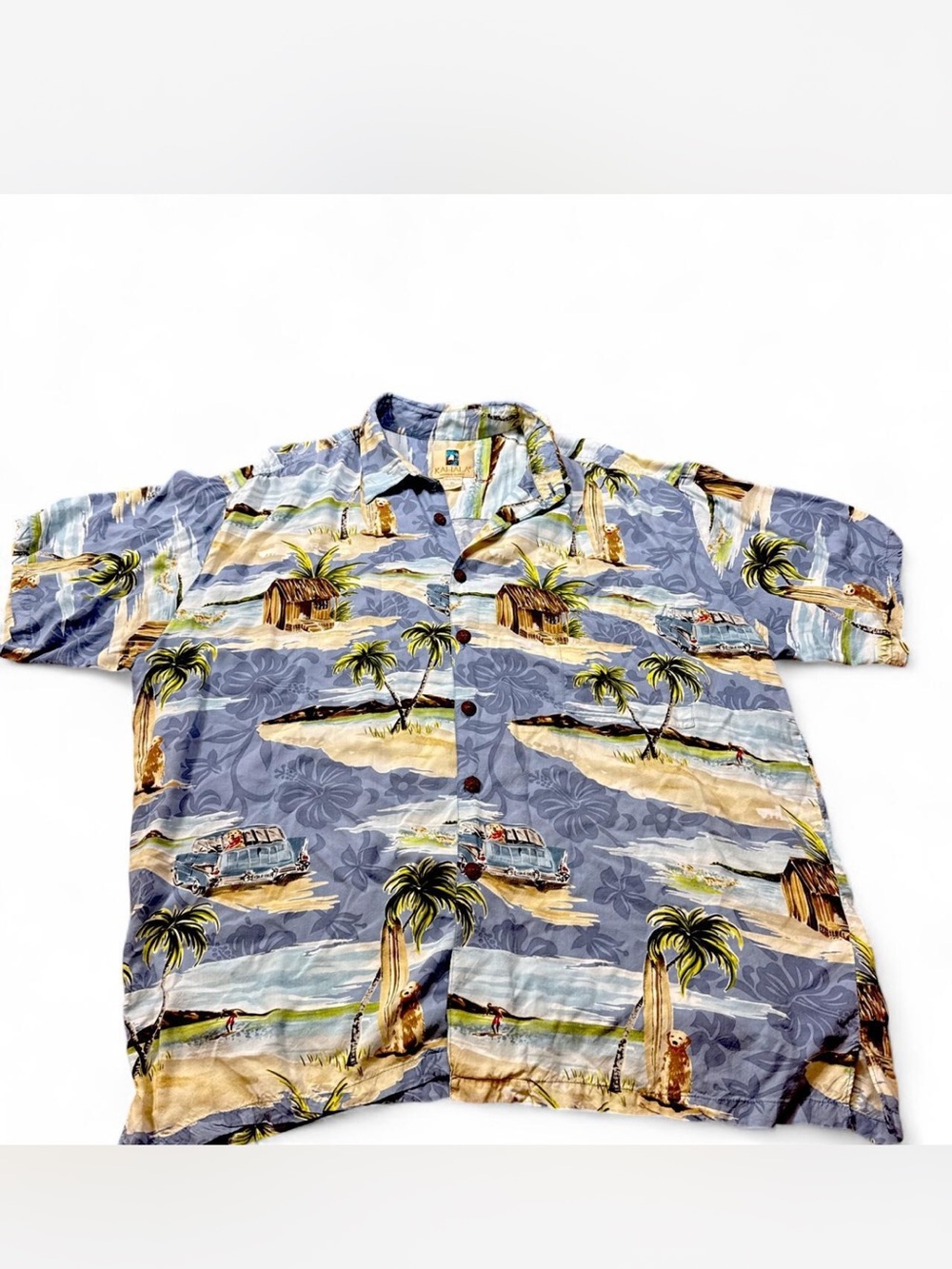 Vintage Kahala x Ron Anderson Woody Dog Trip Hawaiian Camp Shirt XL